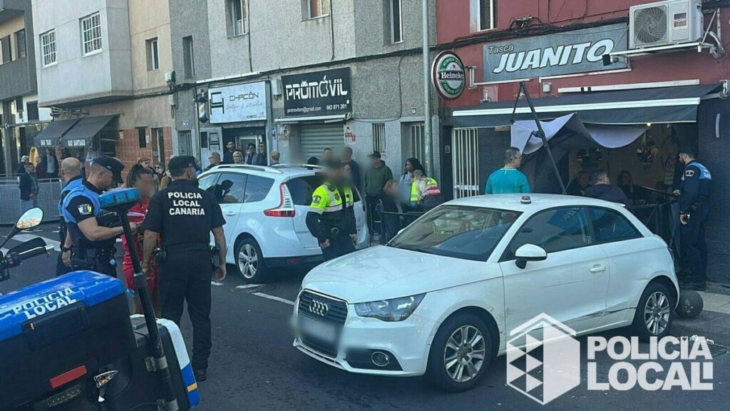 accident voiture terrasse bar santa cruz tenerife blesses