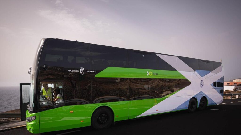 tenerife premier bus deux etages titsa autoroute sud